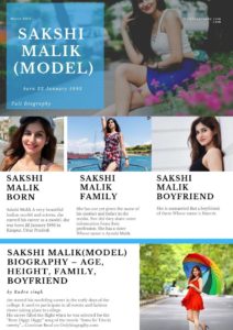 Sakshi Malik(Model) Biography - Age, Height, Weight, Family, Boyfriend